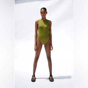 Zara Olive Green One-Piece Swimsuit